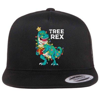 Christmas Dinosaur Tree Rex For Boy Pajamas Flat Bill Trucker Hat