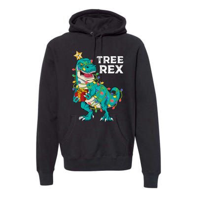 Christmas Dinosaur Tree Rex For Boy Pajamas Premium Hoodie