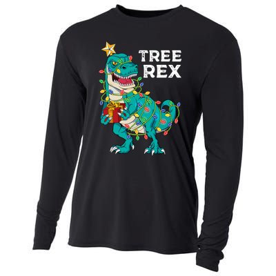 Christmas Dinosaur Tree Rex For Boy Pajamas Cooling Performance Long Sleeve Crew