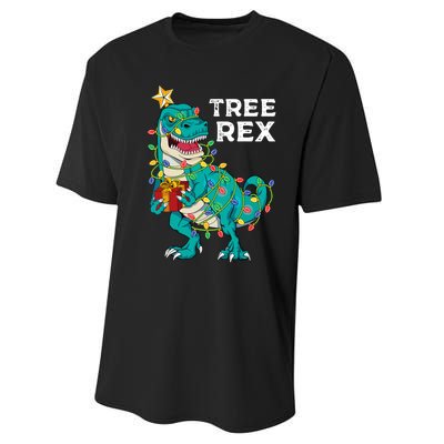 Christmas Dinosaur Tree Rex For Boy Pajamas Performance Sprint T-Shirt