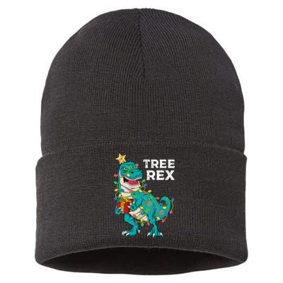 Christmas Dinosaur Tree Rex For Boy Pajamas Sustainable Knit Beanie