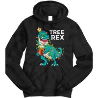 Christmas Dinosaur Tree Rex For Boy Pajamas Tie Dye Hoodie