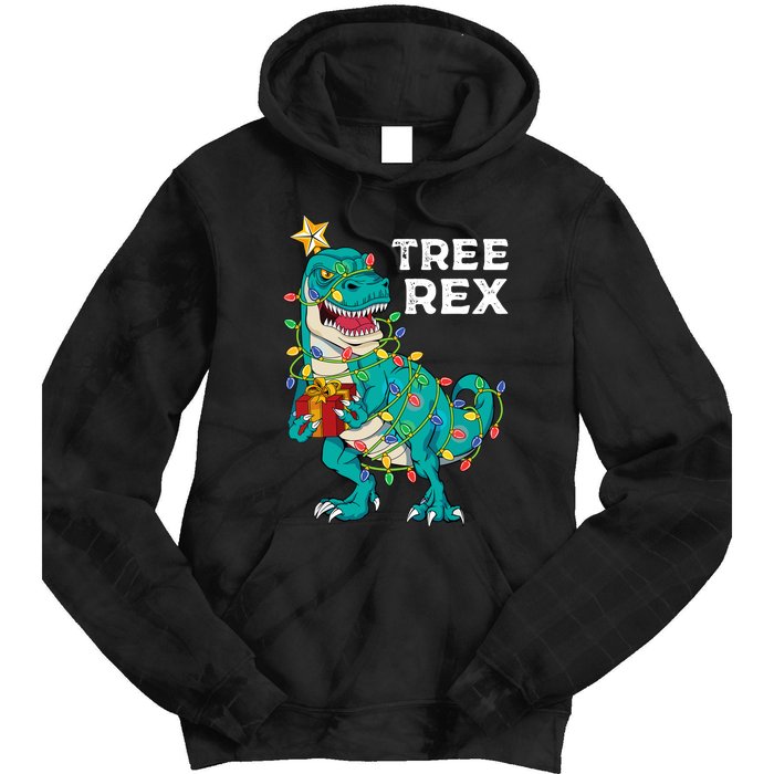 Christmas Dinosaur Tree Rex For Boy Pajamas Tie Dye Hoodie