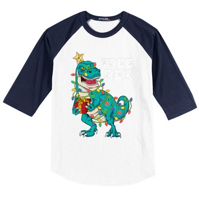 Christmas Dinosaur Tree Rex For Boy Pajamas Baseball Sleeve Shirt