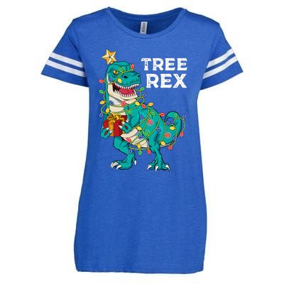 Christmas Dinosaur Tree Rex For Boy Pajamas Enza Ladies Jersey Football T-Shirt