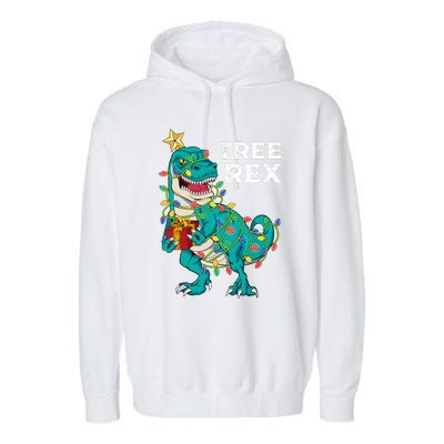 Christmas Dinosaur Tree Rex For Boy Pajamas Garment-Dyed Fleece Hoodie