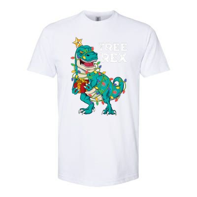 Christmas Dinosaur Tree Rex For Boy Pajamas Softstyle CVC T-Shirt