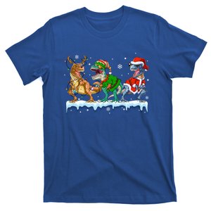 Christmas Dinosaur Tree Rex Lights Santa Elf Reindeer Gift T-Shirt