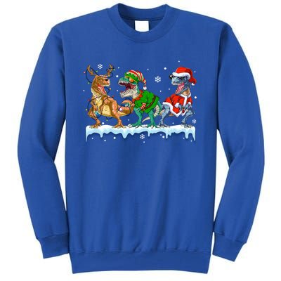 Christmas Dinosaur Tree Rex Lights Santa Elf Reindeer Gift Tall Sweatshirt