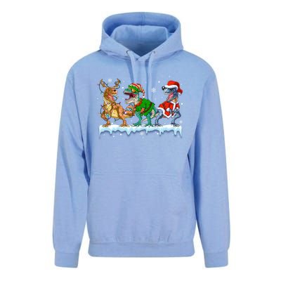 Christmas Dinosaur Tree Rex Lights Santa Elf Reindeer Gift Unisex Surf Hoodie