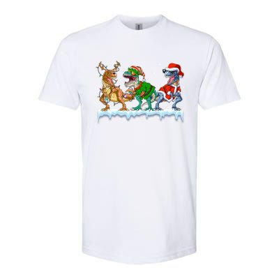 Christmas Dinosaur Tree Rex Lights Santa Elf Reindeer Gift Softstyle® CVC T-Shirt