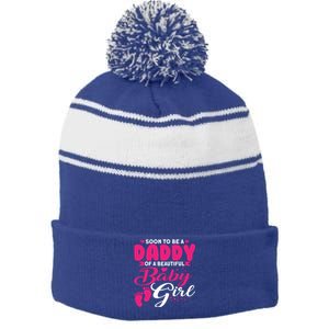 Cute Dad To Be Soon To Be A Daddy Gift Stripe Pom Pom Beanie