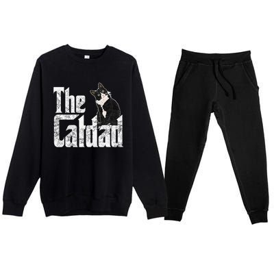 Cat Dad The Catfather Crazy Cat Father Daddy Premium Crewneck Sweatsuit Set