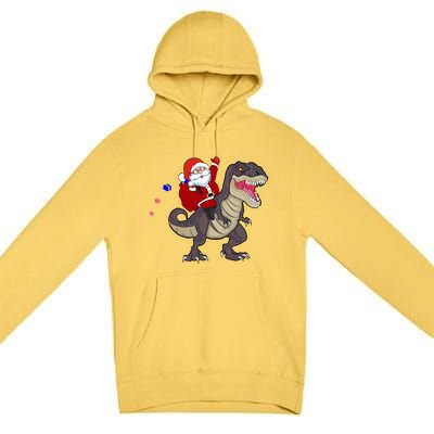 Christmas Dinosaur Tree Rex Pajamas Santa Claus Riding T Rex Meaningful Gift Premium Pullover Hoodie