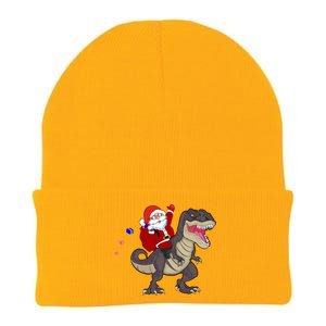 Christmas Dinosaur Tree Rex Pajamas Santa Claus Riding T Rex Meaningful Gift Knit Cap Winter Beanie