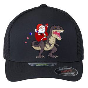 Christmas Dinosaur Tree Rex Pajamas Santa Claus Riding T Rex Meaningful Gift Flexfit Unipanel Trucker Cap