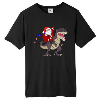 Christmas Dinosaur Tree Rex Pajamas Santa Claus Riding T Rex Meaningful Gift Tall Fusion ChromaSoft Performance T-Shirt