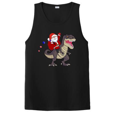 Christmas Dinosaur Tree Rex Pajamas Santa Claus Riding T Rex Meaningful Gift PosiCharge Competitor Tank