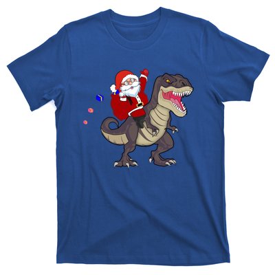 Christmas Dinosaur Tree Rex Pajamas Santa Claus Riding T Rex Meaningful Gift T-Shirt