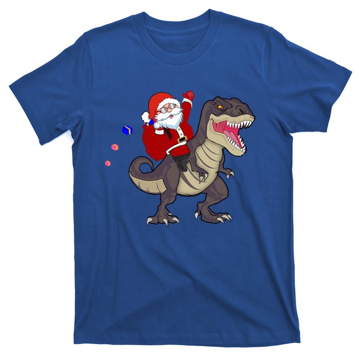 Christmas Dinosaur Tree Rex Pajamas Santa Claus Riding T Rex Meaningful Gift T-Shirt