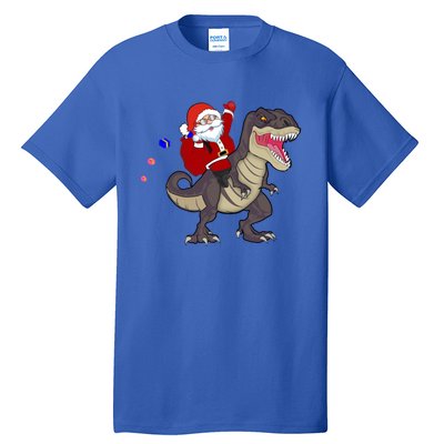 Christmas Dinosaur Tree Rex Pajamas Santa Claus Riding T Rex Meaningful Gift Tall T-Shirt