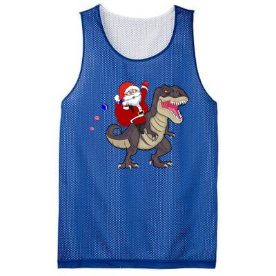 Christmas Dinosaur Tree Rex Pajamas Santa Claus Riding T Rex Meaningful Gift Mesh Reversible Basketball Jersey Tank