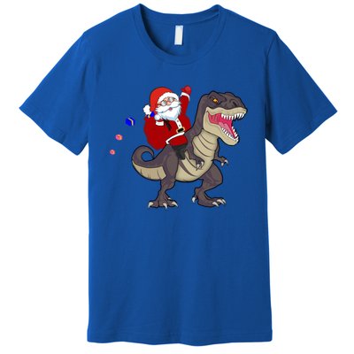 Christmas Dinosaur Tree Rex Pajamas Santa Claus Riding T Rex Meaningful Gift Premium T-Shirt