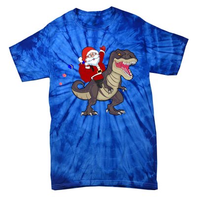 Christmas Dinosaur Tree Rex Pajamas Santa Claus Riding T Rex Meaningful Gift Tie-Dye T-Shirt