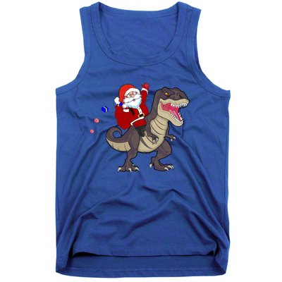 Christmas Dinosaur Tree Rex Pajamas Santa Claus Riding T Rex Meaningful Gift Tank Top