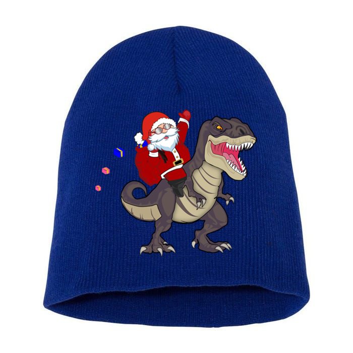 Christmas Dinosaur Tree Rex Pajamas Santa Claus Riding T Rex Meaningful Gift Short Acrylic Beanie