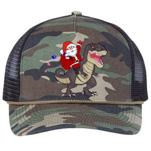 Christmas Dinosaur Tree Rex Pajamas Santa Claus Riding T Rex Meaningful Gift Retro Rope Trucker Hat Cap