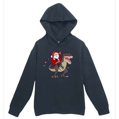 Christmas Dinosaur Tree Rex Pajamas Santa Claus Riding T Rex Meaningful Gift Urban Pullover Hoodie