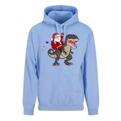 Christmas Dinosaur Tree Rex Pajamas Santa Claus Riding T Rex Meaningful Gift Unisex Surf Hoodie