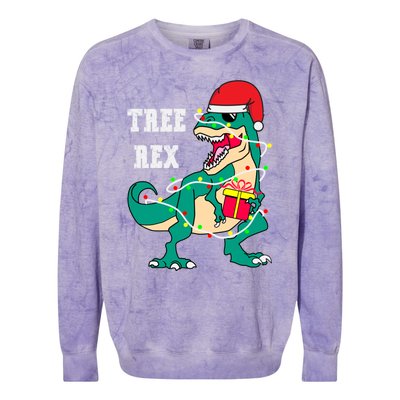 Christmas Dinosaur Tree Rex Cute Gift Colorblast Crewneck Sweatshirt