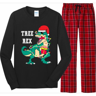 Christmas Dinosaur Tree Rex Cute Gift Long Sleeve Pajama Set