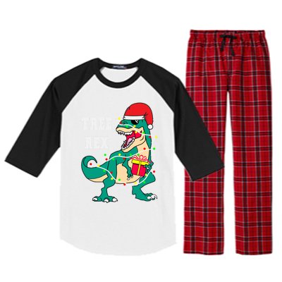 Christmas Dinosaur Tree Rex Cute Gift Raglan Sleeve Pajama Set