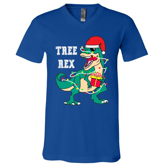 Christmas Dinosaur Tree Rex Cute Gift V-Neck T-Shirt