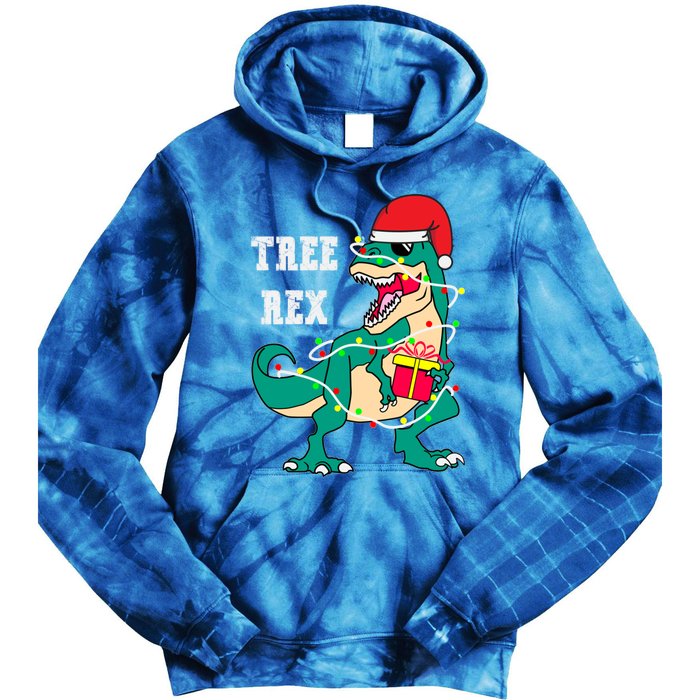 Christmas Dinosaur Tree Rex Cute Gift Tie Dye Hoodie