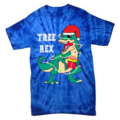 Christmas Dinosaur Tree Rex Cute Gift Tie-Dye T-Shirt