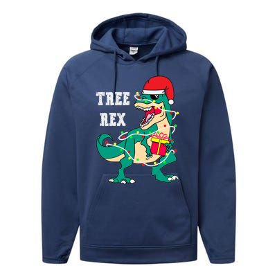 Christmas Dinosaur Tree Rex Cute Gift Performance Fleece Hoodie