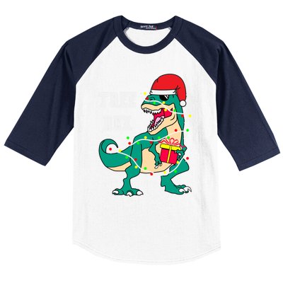 Christmas Dinosaur Tree Rex Cute Gift Baseball Sleeve Shirt