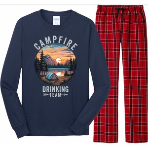 Campfire Drinking Team Outdoors Camp Fire Bonfire Nature Lover Funny Camping Long Sleeve Pajama Set