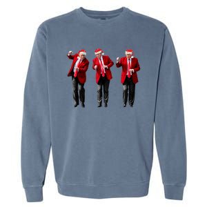 Christmas Donald Trump President 2024 Dancing Funny Santa Garment-Dyed Sweatshirt