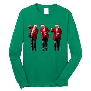 Christmas Donald Trump President 2024 Dancing Funny Santa Long Sleeve Shirt