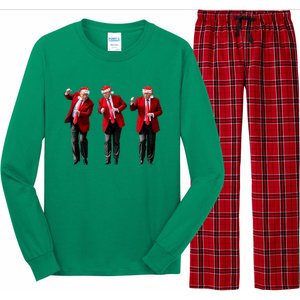 Christmas Donald Trump President 2024 Dancing Funny Santa Long Sleeve Pajama Set