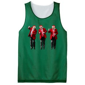 Christmas Donald Trump President 2024 Dancing Funny Santa Mesh Reversible Basketball Jersey Tank