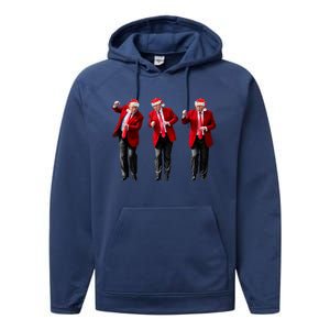 Christmas Donald Trump President 2024 Dancing Funny Santa Performance Fleece Hoodie