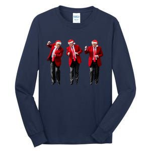 Christmas Donald Trump President 2024 Dancing Funny Santa Tall Long Sleeve T-Shirt