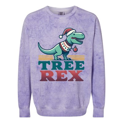 Christmas Dinosaur Tree Rex Retro Groovy Xmas Style Cute Gift Colorblast Crewneck Sweatshirt