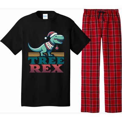 Christmas Dinosaur Tree Rex Retro Groovy Xmas Style Cute Gift Pajama Set